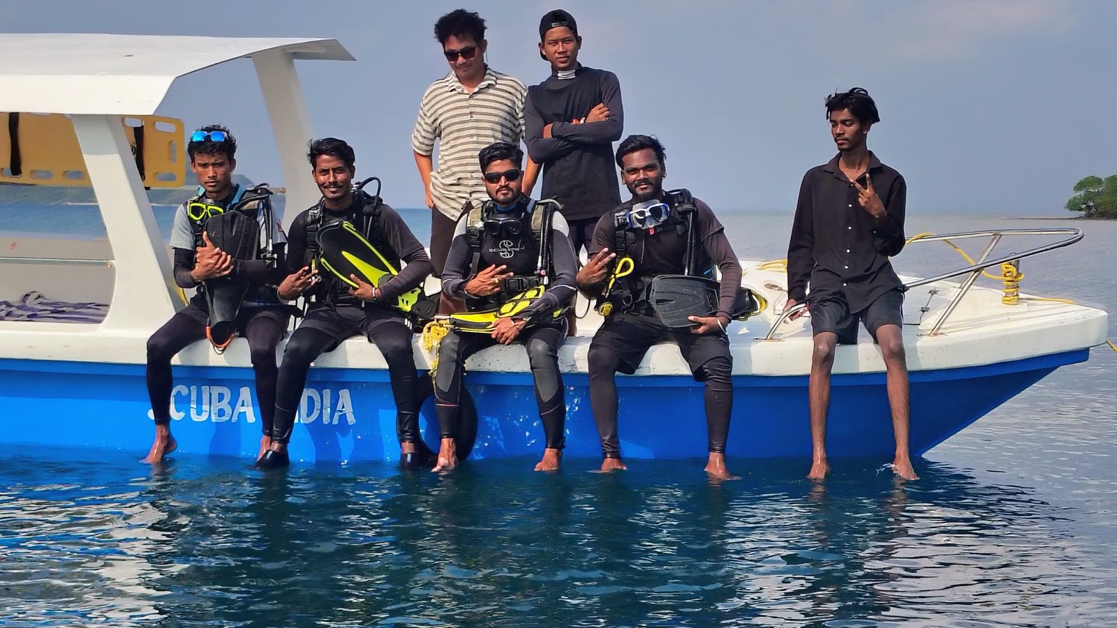 Scuba India dive crew on the boat, Havelock